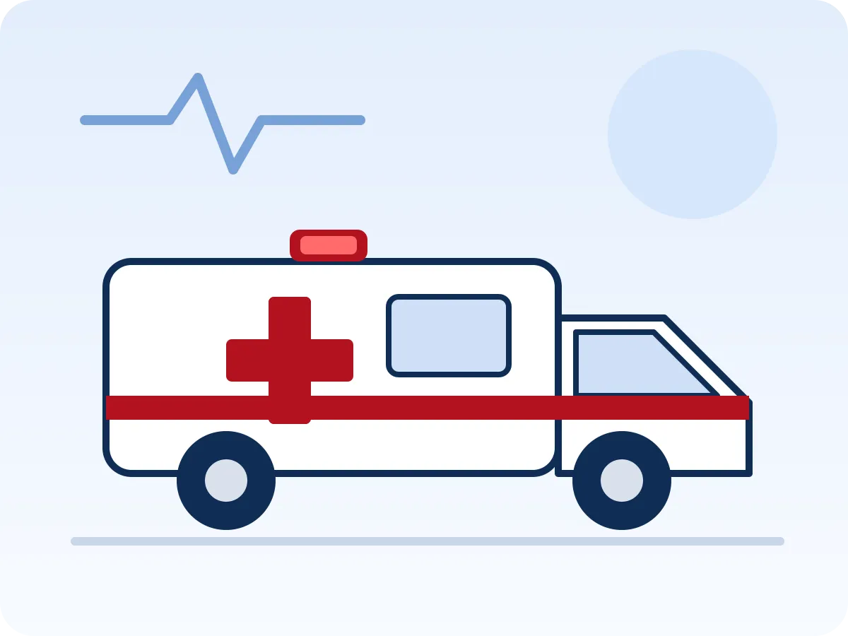 Illustration of a Sisodia Ambulance Service ambulance